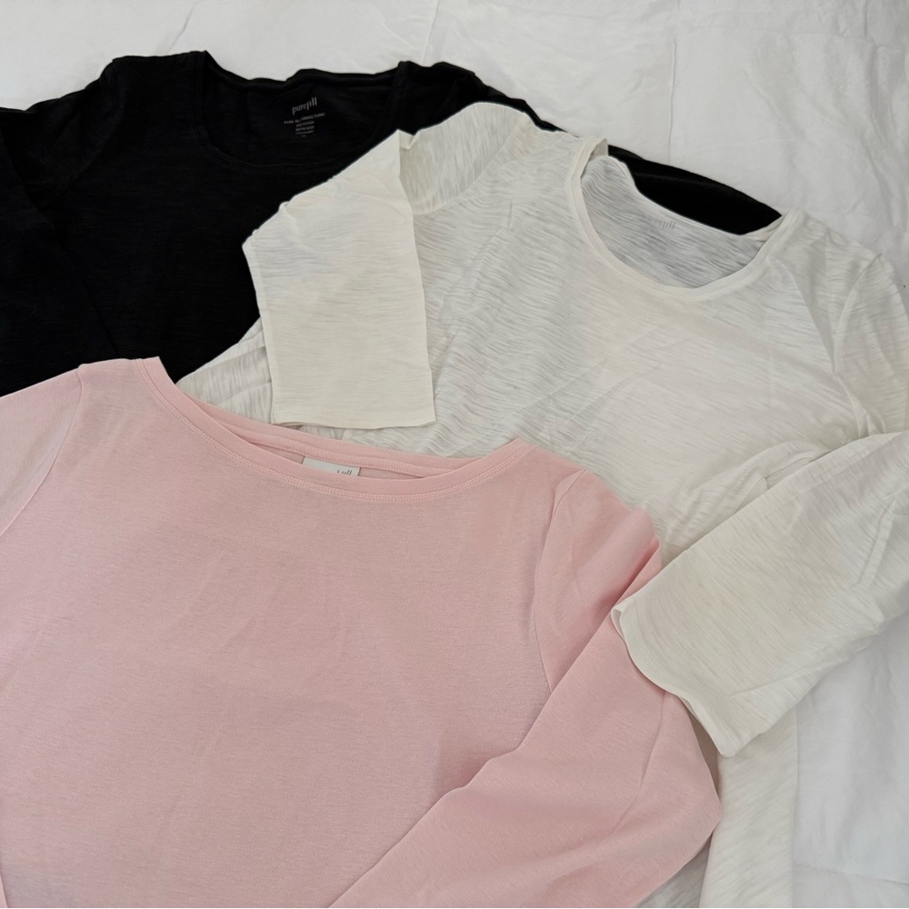 J. Jill 3/4 Sleeve Tops - Black, White, and Pink Bundle of 3 shirts